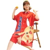 Summer ice silk short-sleeved, thin, large-sized women's pajamas, realistic silk princess style long home wear for summer Item Picture